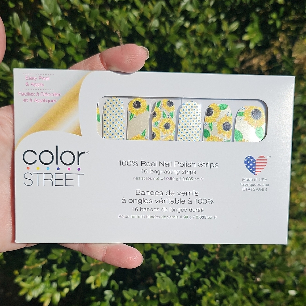 Color Street Nail Strips Stickers Vibrant Yellow and Green Dots Sunflowers